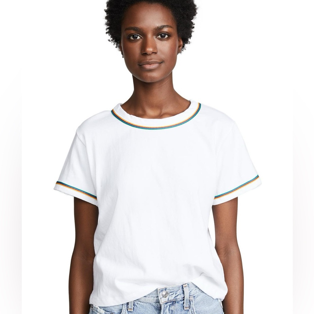 Liana Rainbow Trim White Crop Top